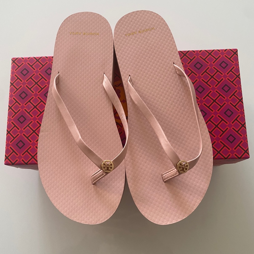 Pink Tory Burch flip flops
